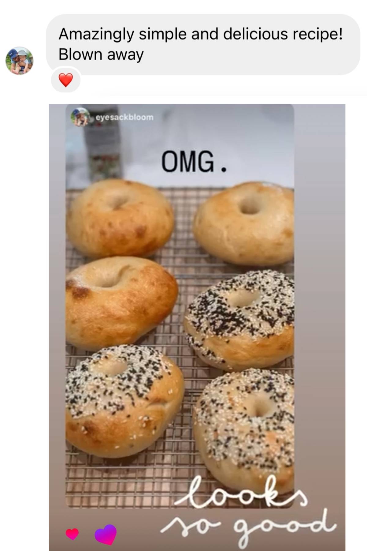 positive reviews from followers who have tried Leaf and Loaf sourdough Bagel Recipe