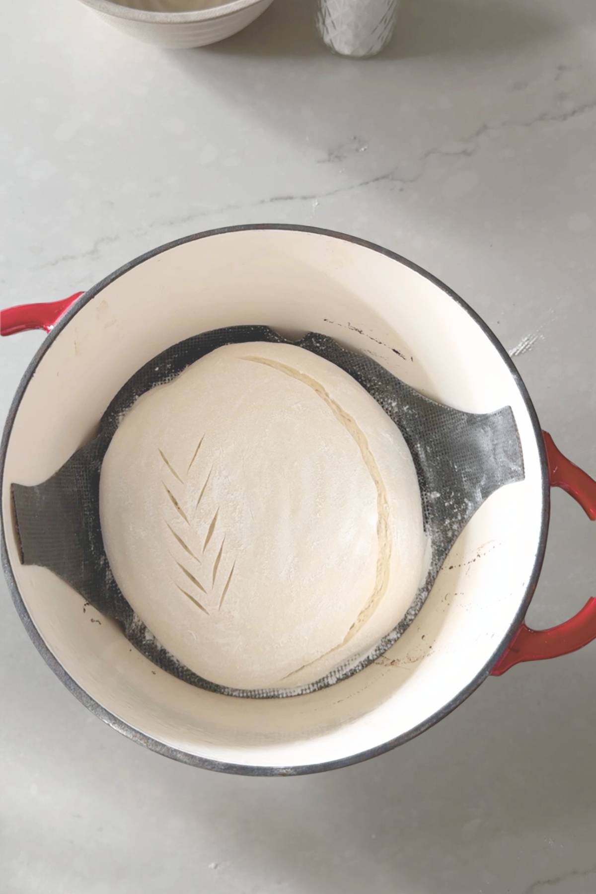dough inside the dutch oven