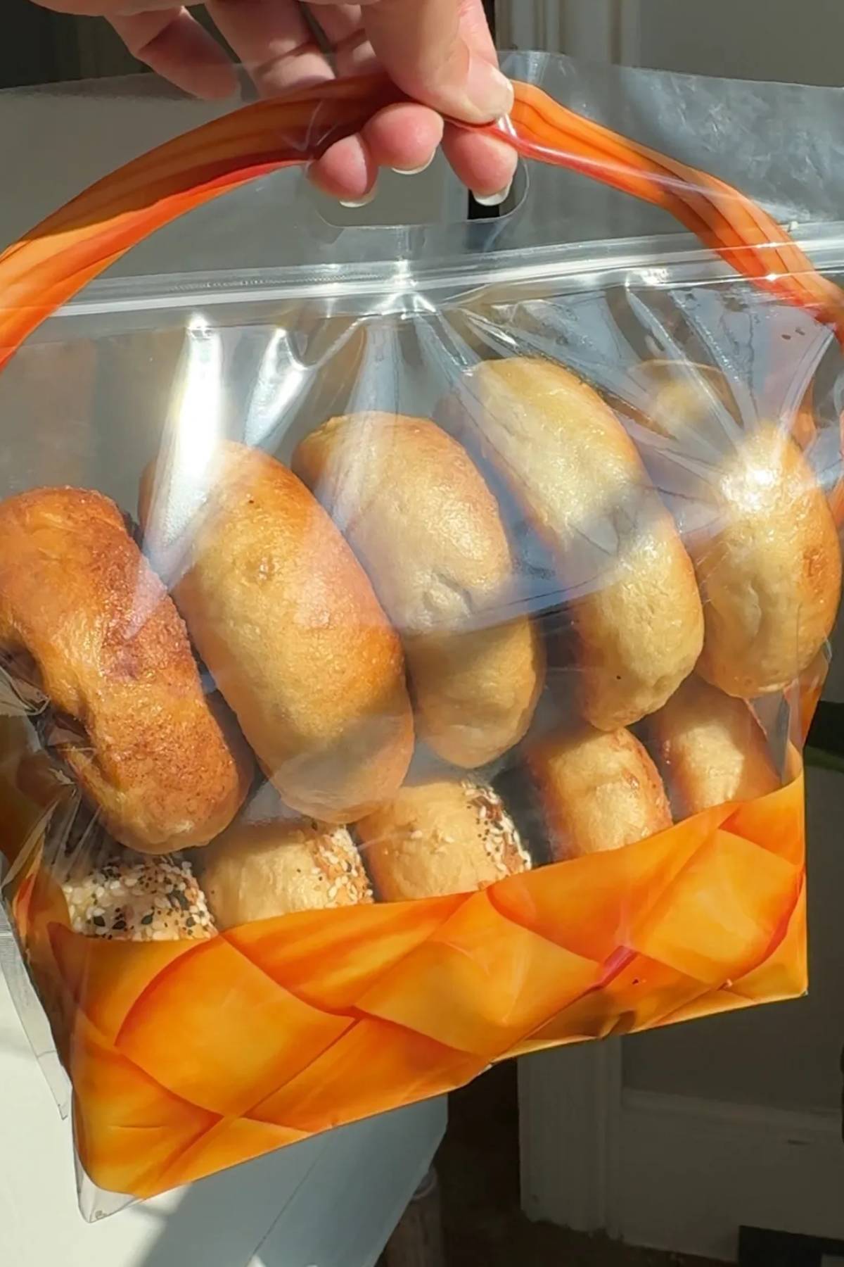 sourdough bagels in a bag
