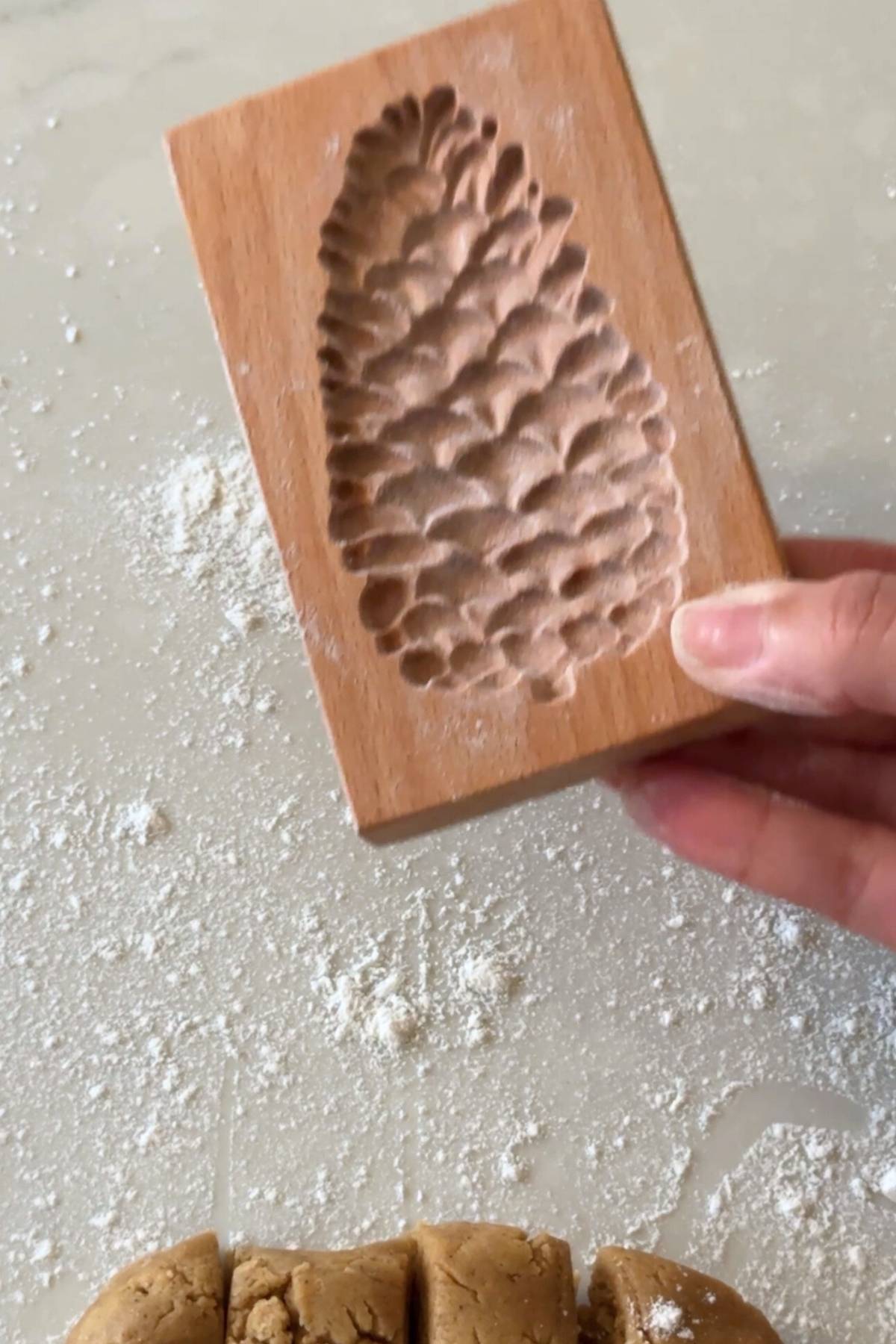 wooden pinecone cookie mold
