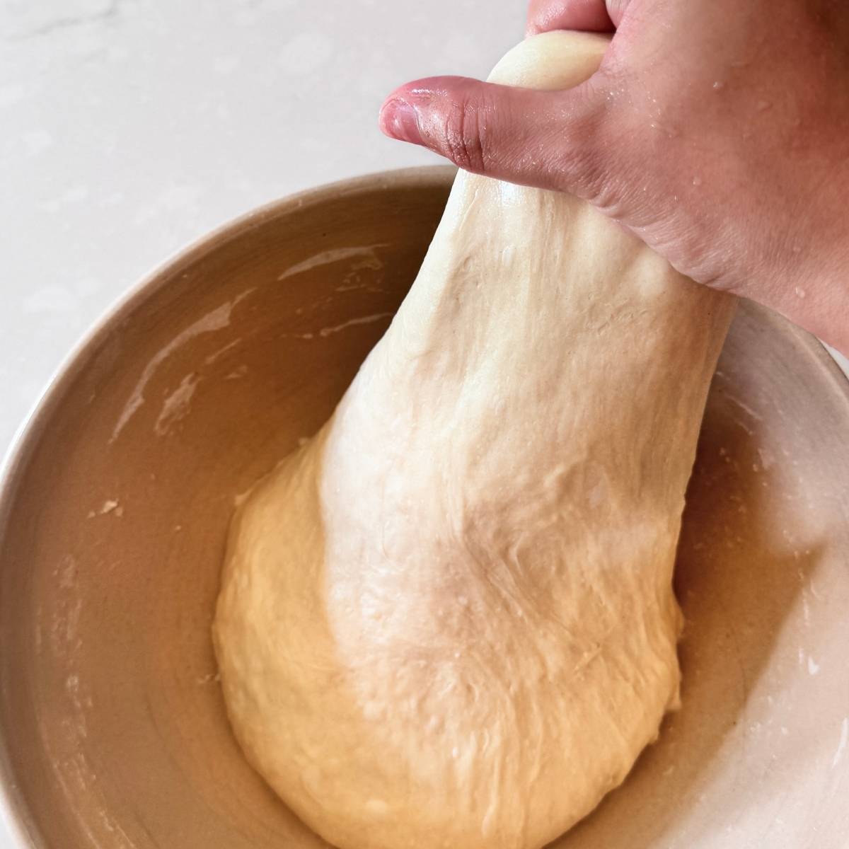 stretch and fold pizza dough