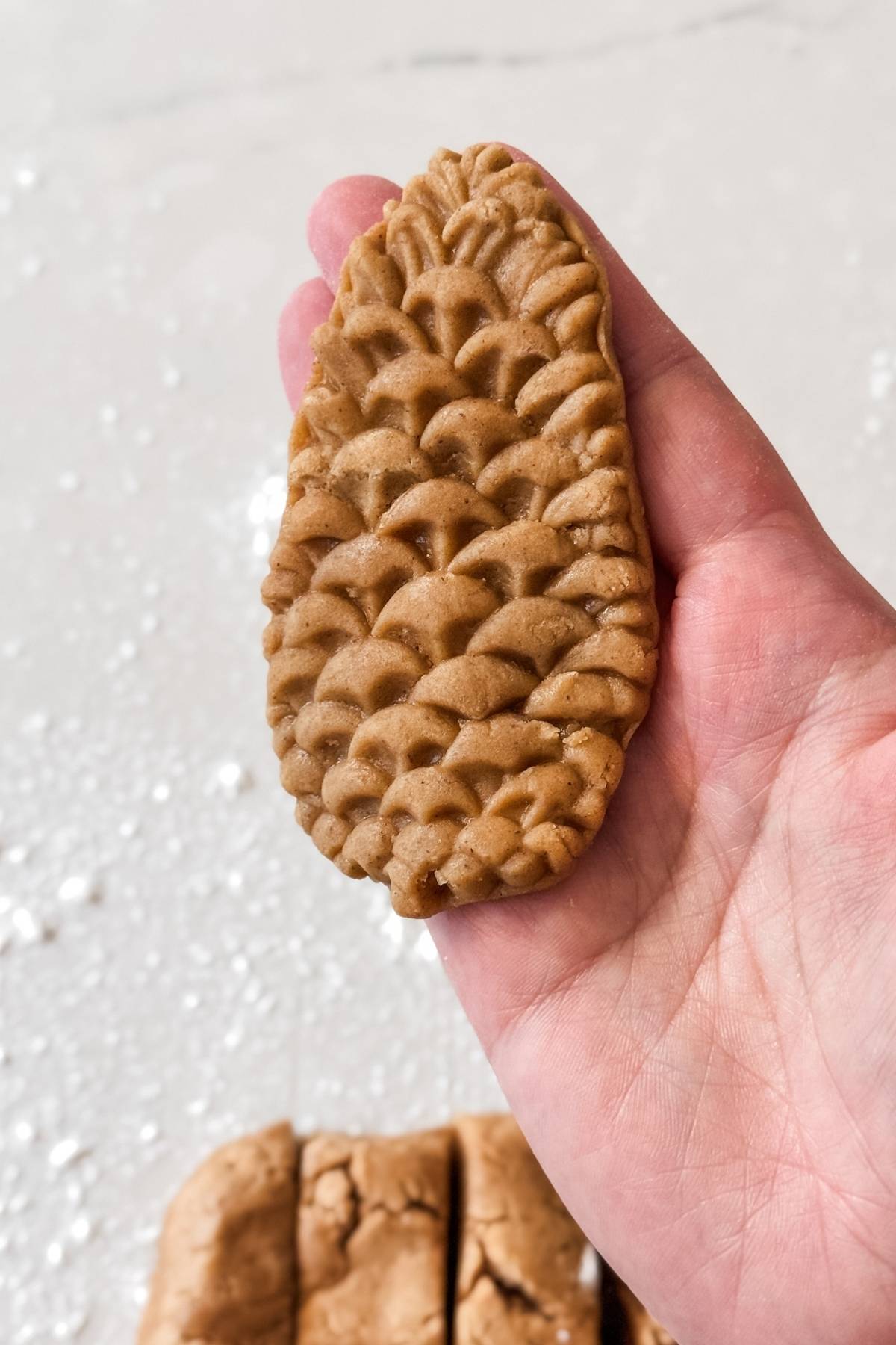 released gingerbread cookie from the wooden mold
