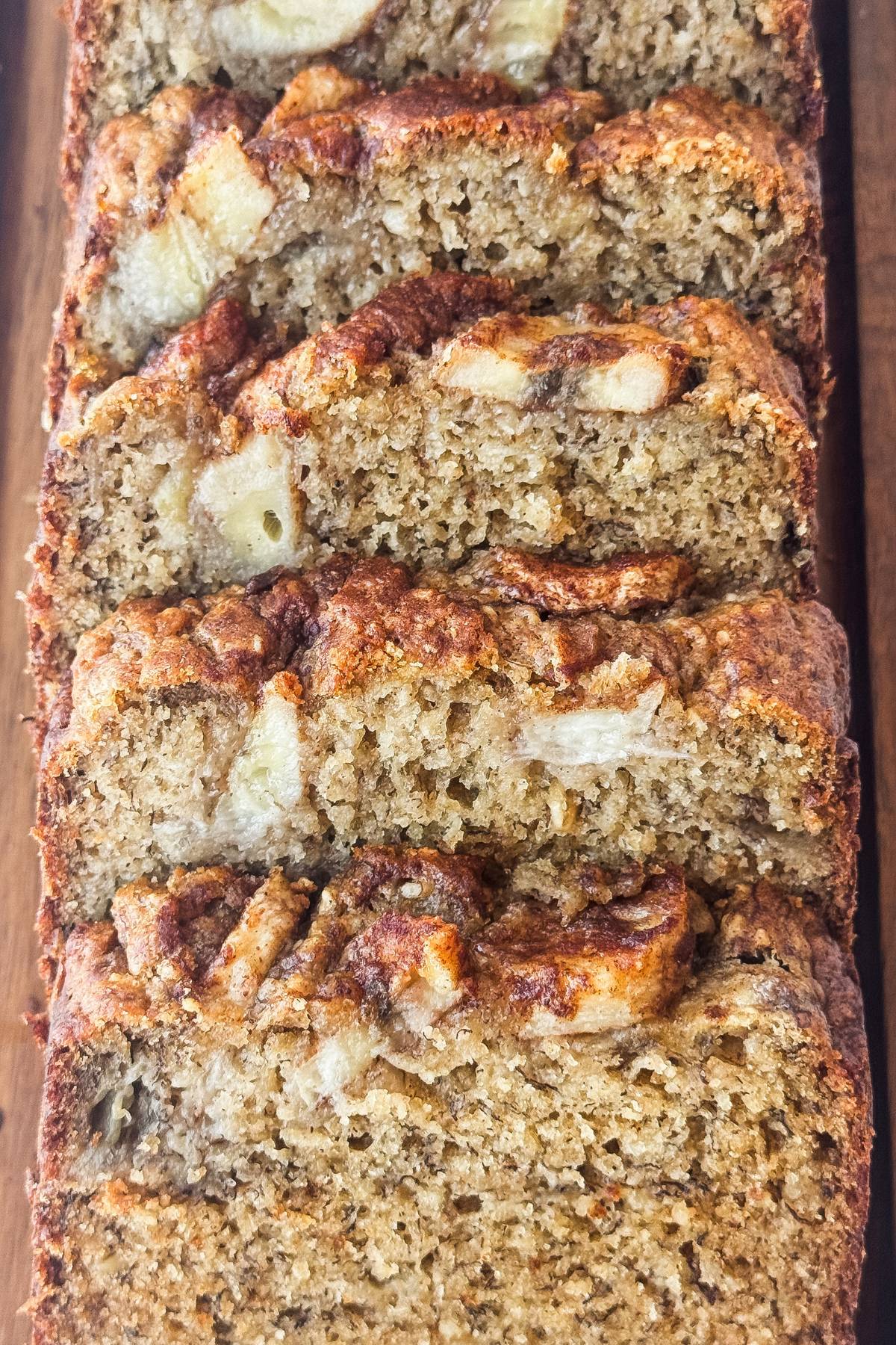 loaf of moist banana bread sliced