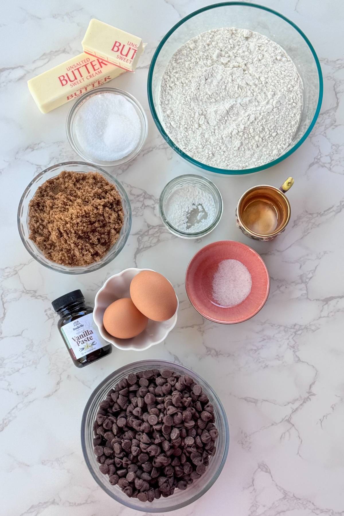 ingredients for chocolate chip cookies