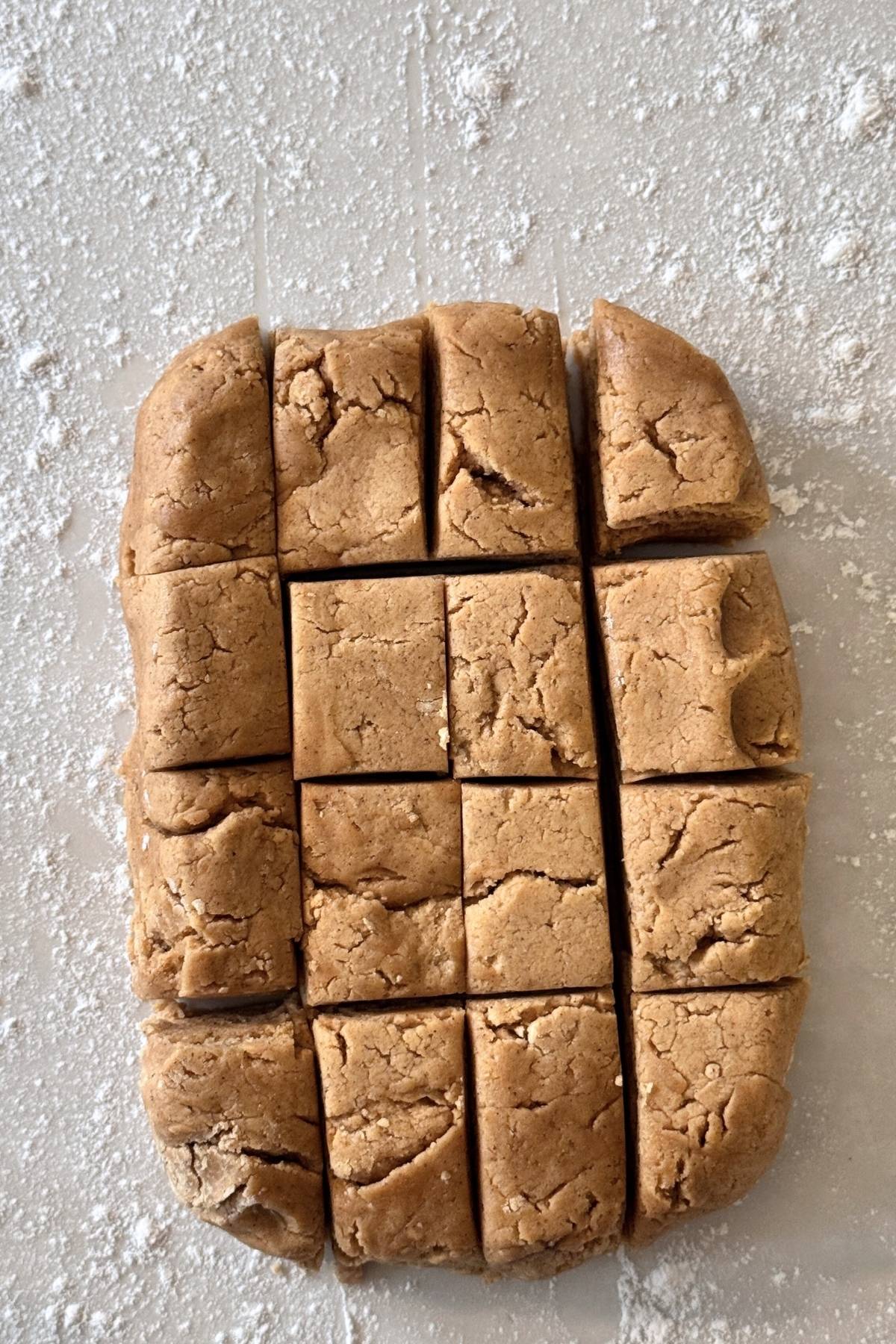 portioned Gingerbread molded cookies dough