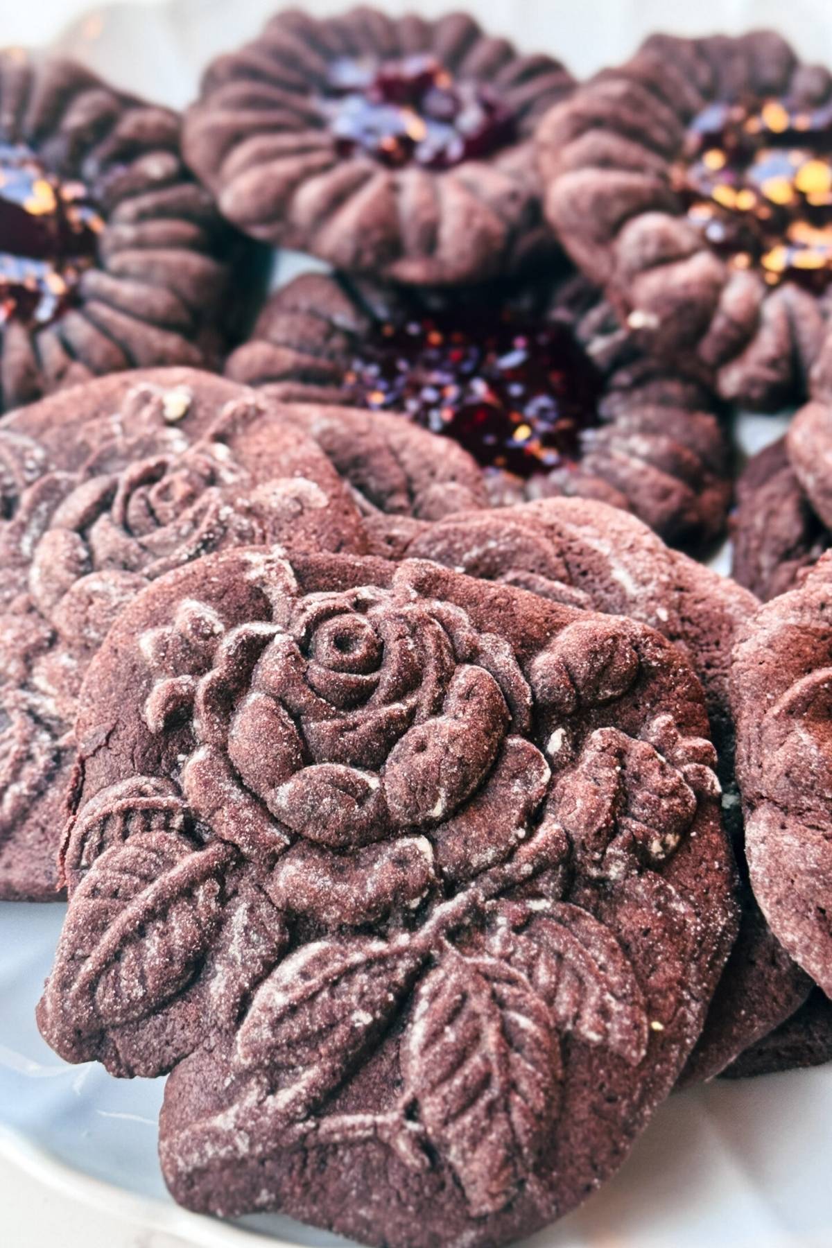 Chocolate Molded Cookies up close