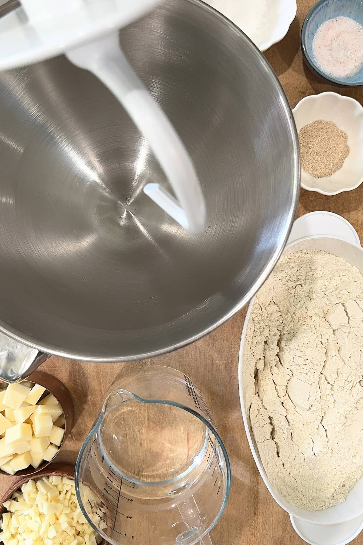 Ingredients for homemade asiago bagels