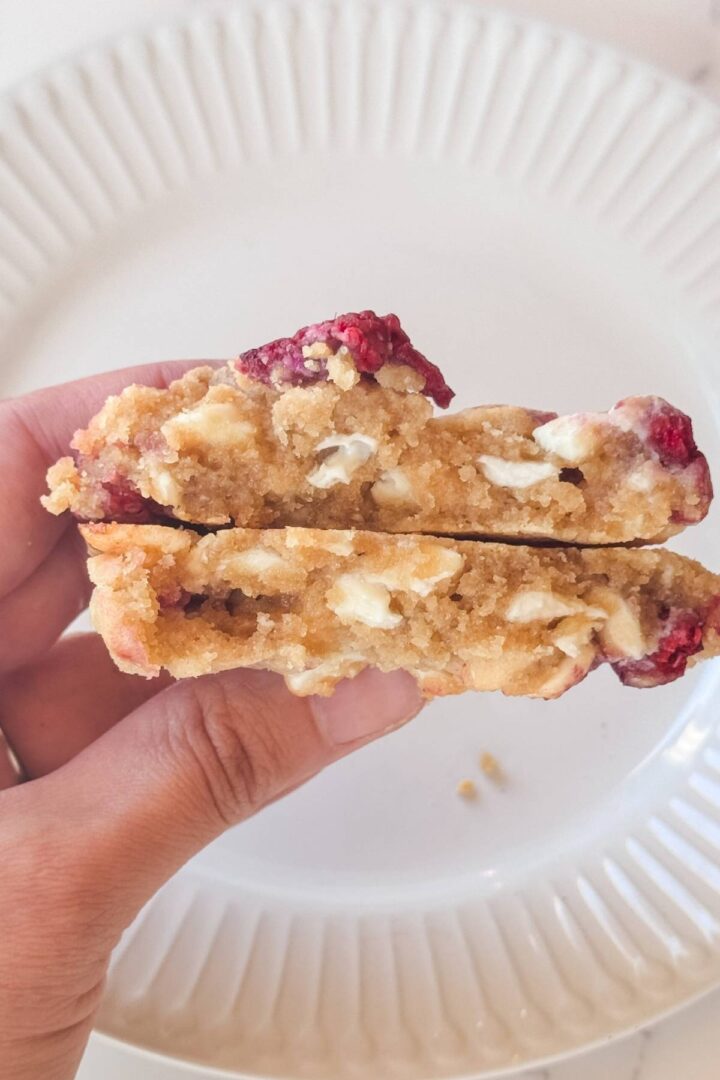 Bakery-Style White Chocolate Raspberry Cookies - Leaf and Loaf