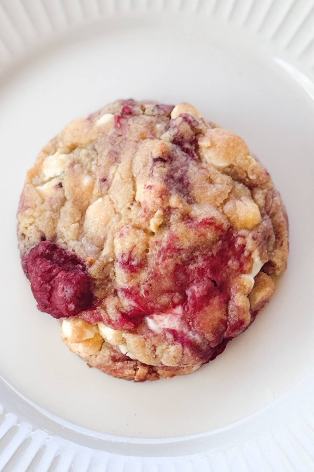 White Chocolate Raspberry Cookie on plate