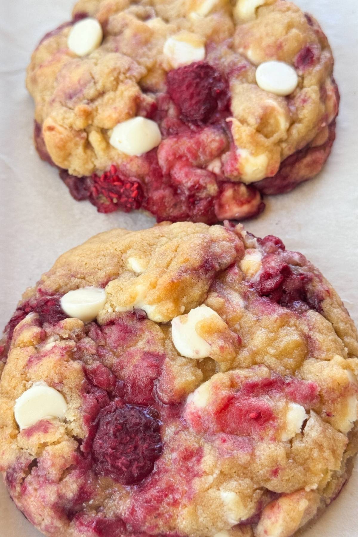 White Chocolate Raspberry Cookies on baking sheet (2)