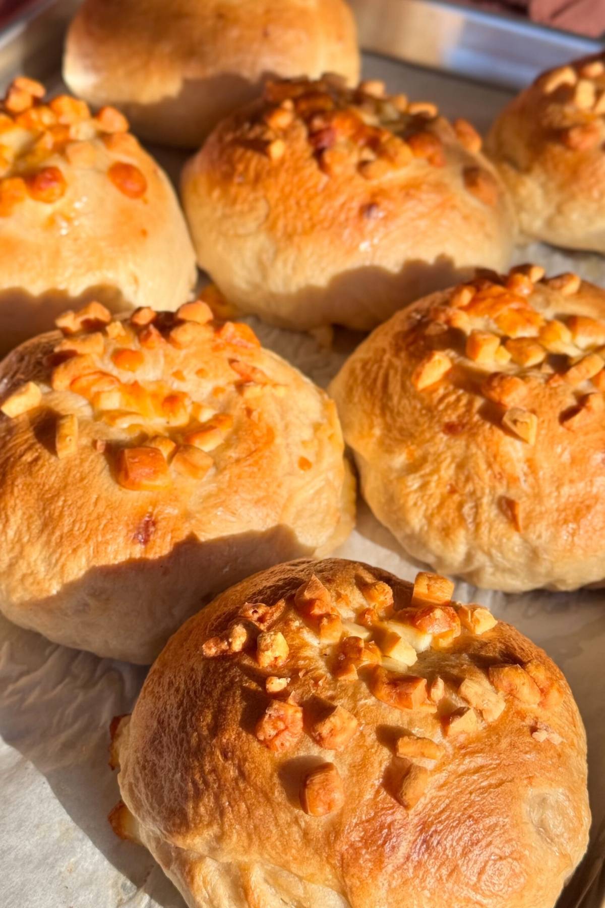 asiago bagels on a baking sheet