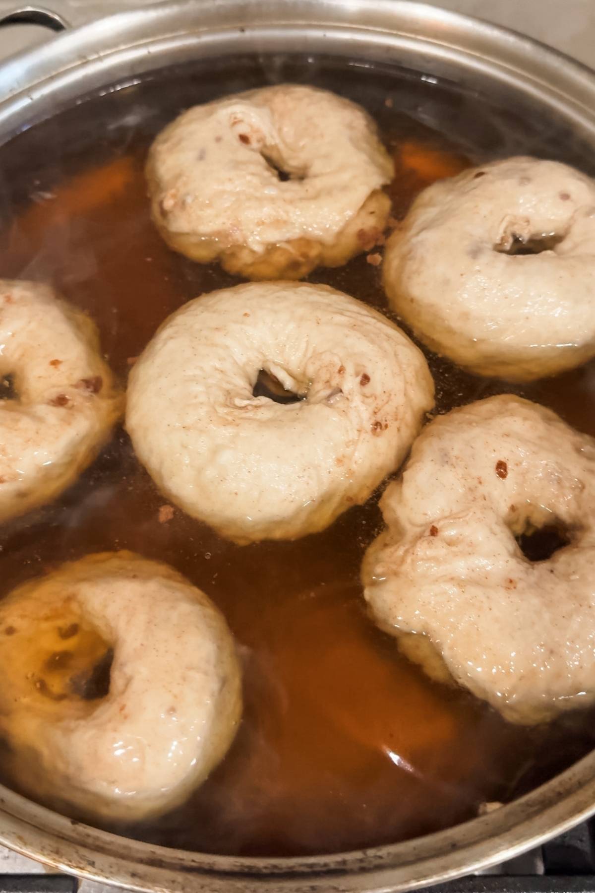 boiling Cinnamon Sugar Bagels