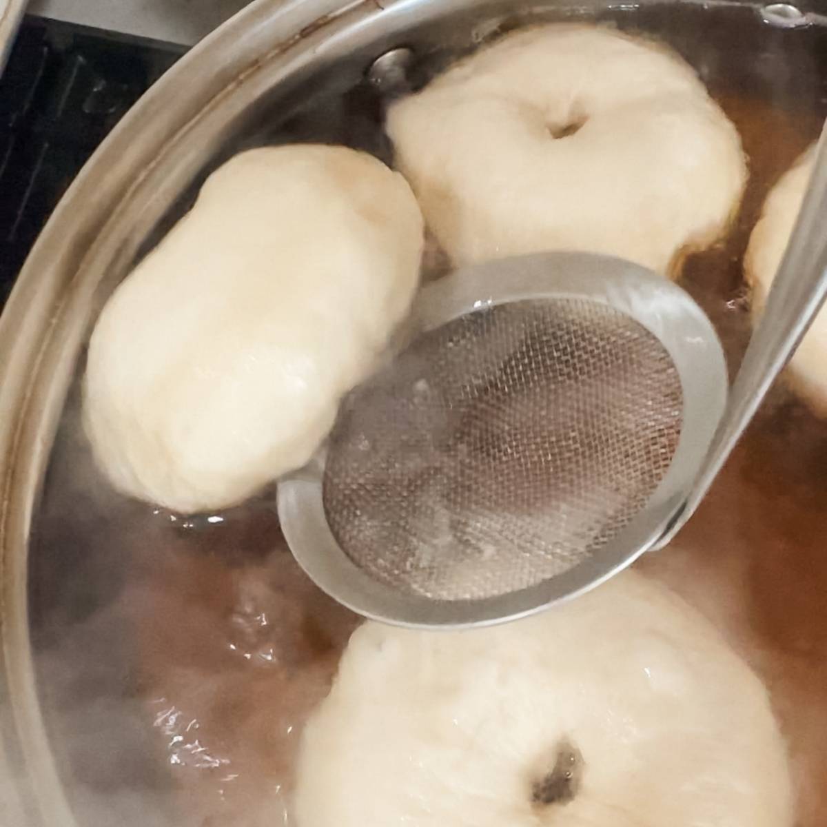 boiling bagels on the other side