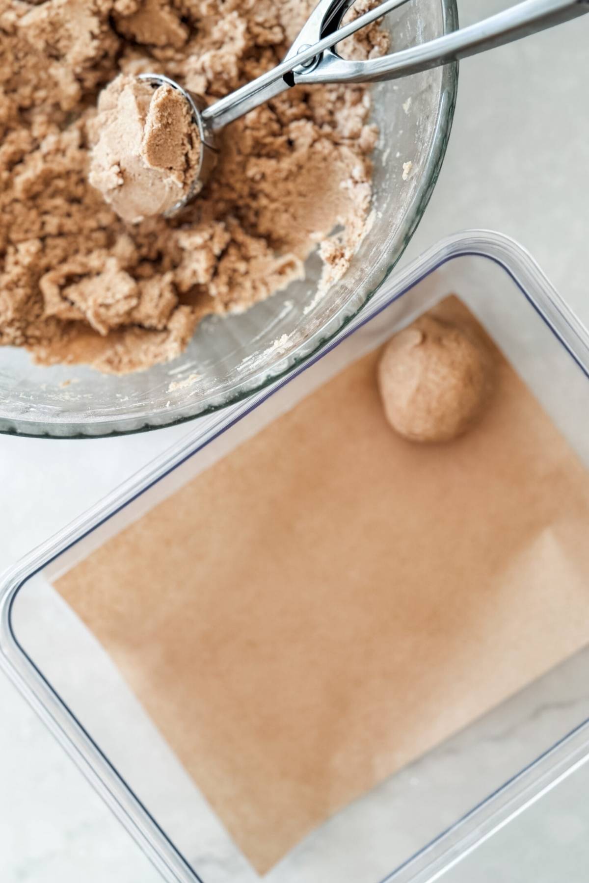 cookie scoop scooping snickerdoodle cookies