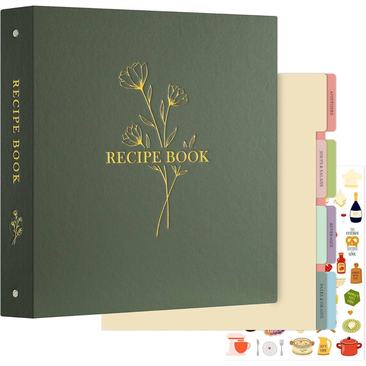 green binder to be used as a recipe book
