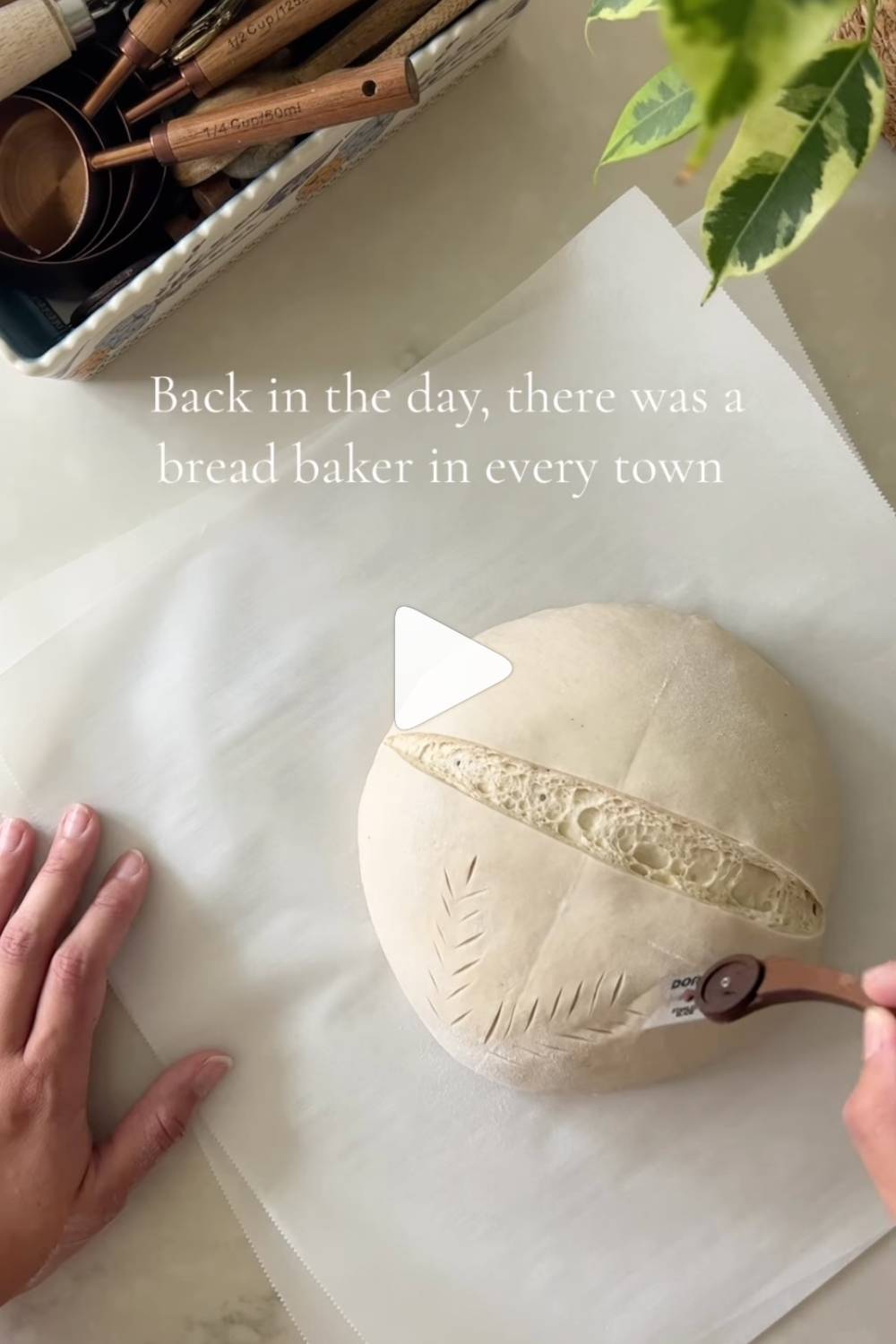 Maria using as bread scoring lame