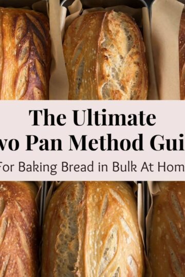 Cover of a guide on the Two Pan Method. The cover shows bread baked using the Two Pan Method and the title of the guide.