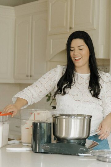 Maria using a Bosch mixer