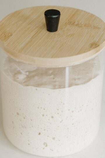 Sourdough starter in a glass jar