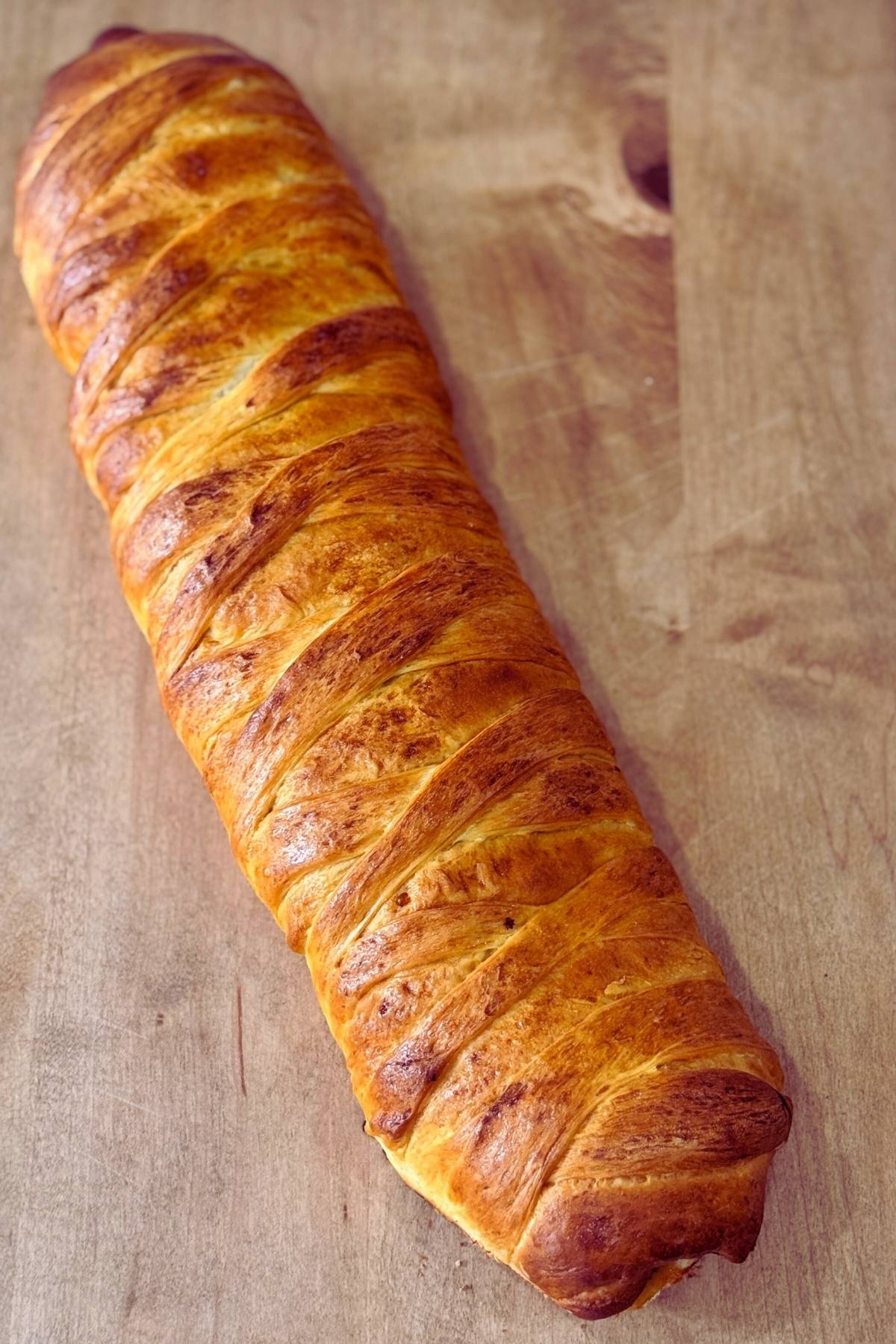 Sourdough Pan de Jamon whole on a cutting board