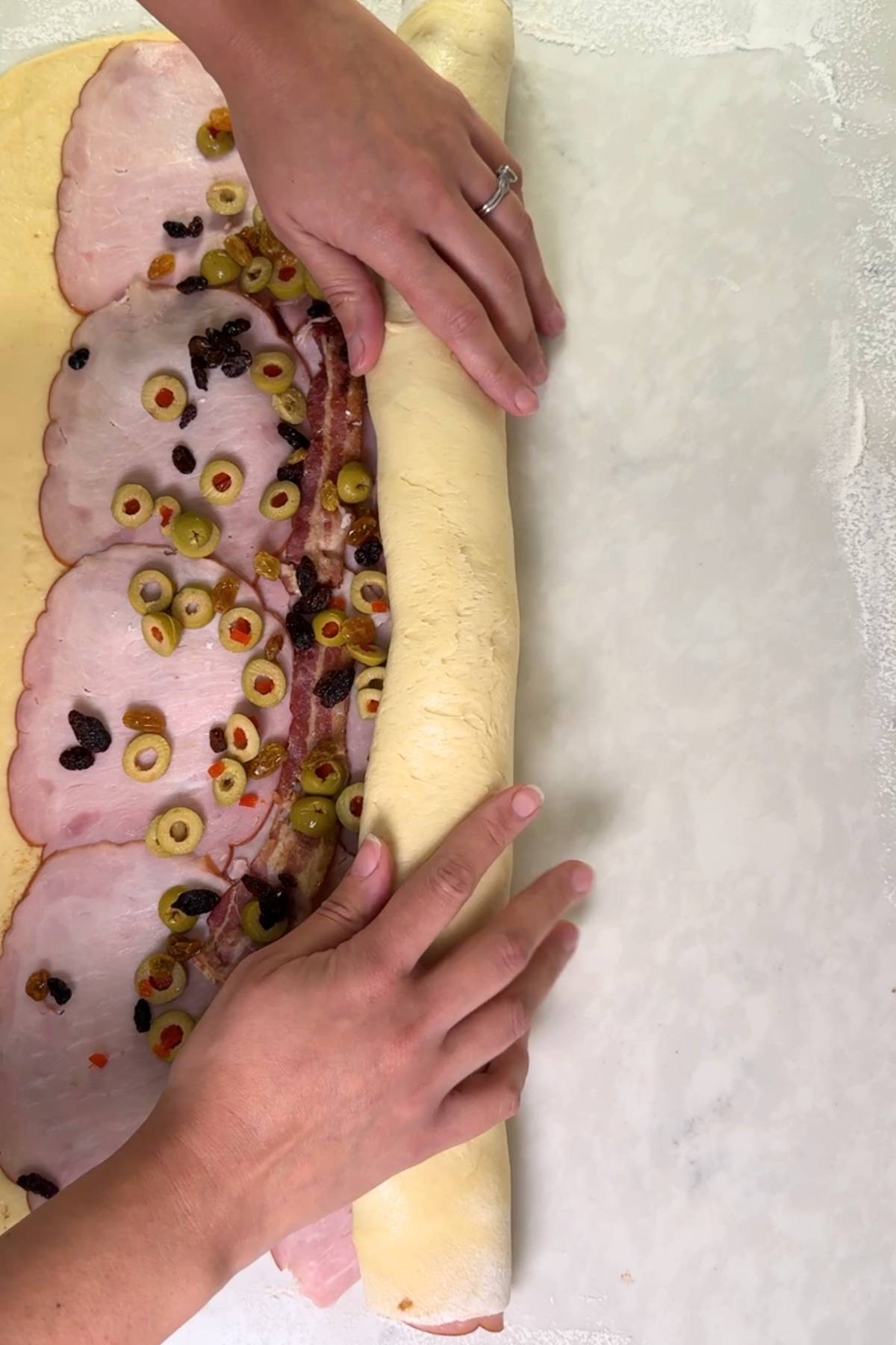 rolling the Yeast Pan de Jamon