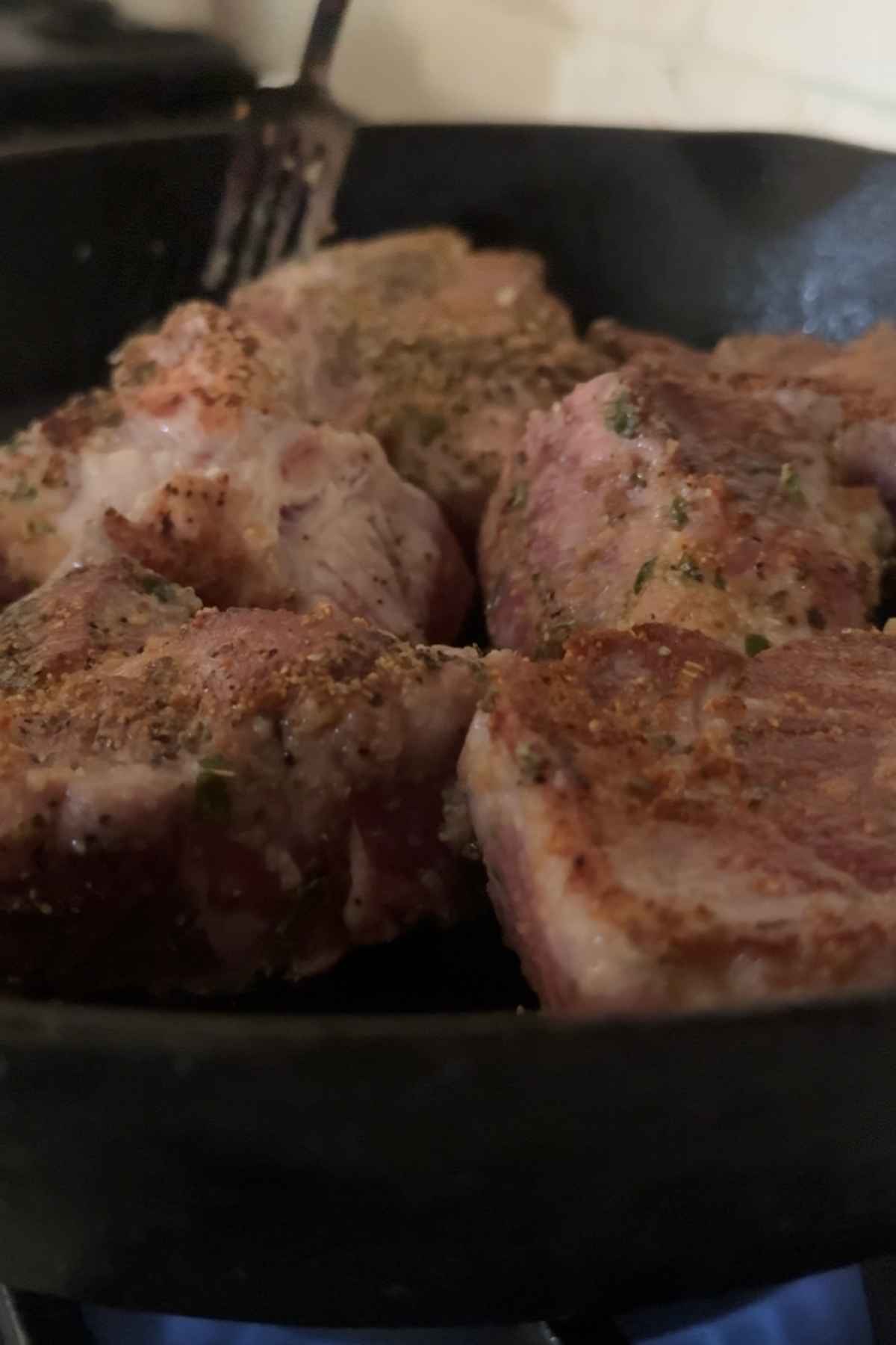 Sear the pork on each side